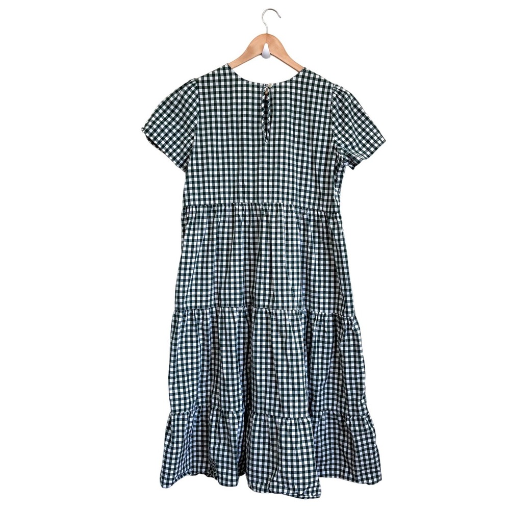 Tradlands Gingham Tiered Lagenlook Midi Dress Size S Green Minimalist Oversized - Picture 6 of 13